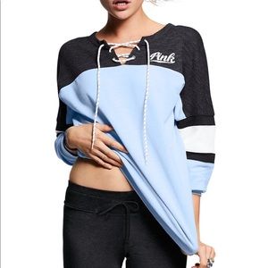 HTF Victoria Secret Pink Lace Up Varsity Crew XS